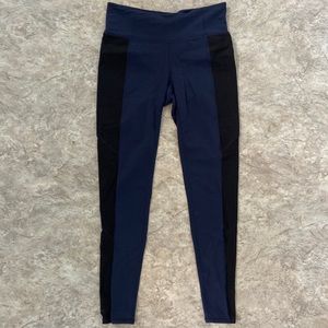 Leggings Athleta Navy Blue Black Mesh Panel High Rise Active Leggings